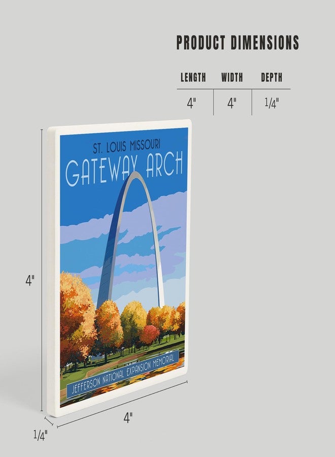 Lantern Press St. Louis, Missouri, Gateway Arch in Fall (Absorbent Ceramic Coaster, Single, Cork Back, Kitchen Table Decor) - Image 5