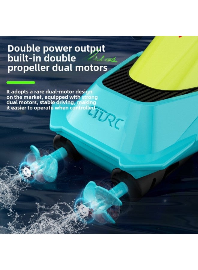S5 Double Paddle 2.4g Wireless Long-distance Electric Speedboat Children's Mini Electric Remote Control Boat High-speed Rowing Submarine-Color:S5-double Paddle Special Effects Can Accelerate-Blue-one-click Flip-Specifications:Window Color Box + Remote Control Battery * 2  - Image 4