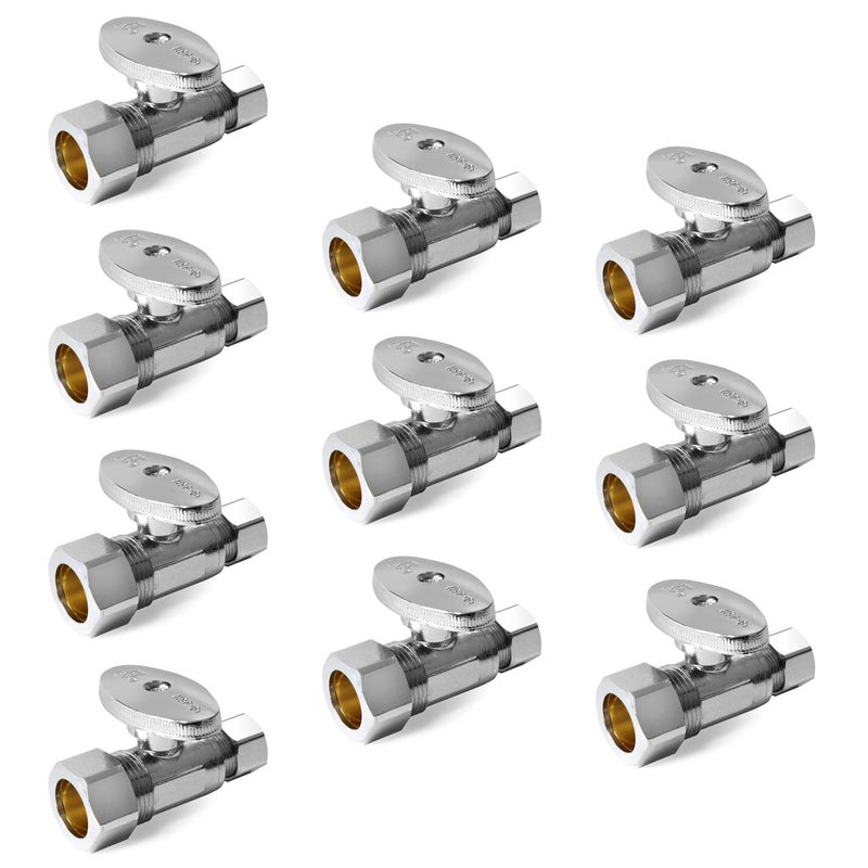 10 عبوة صمامات إيقاف مستقيمة EFIELD 12 اسمية 58 OD ضغط × 38 OD 14 دورة مطلية بالكروم نحاس VALVE122