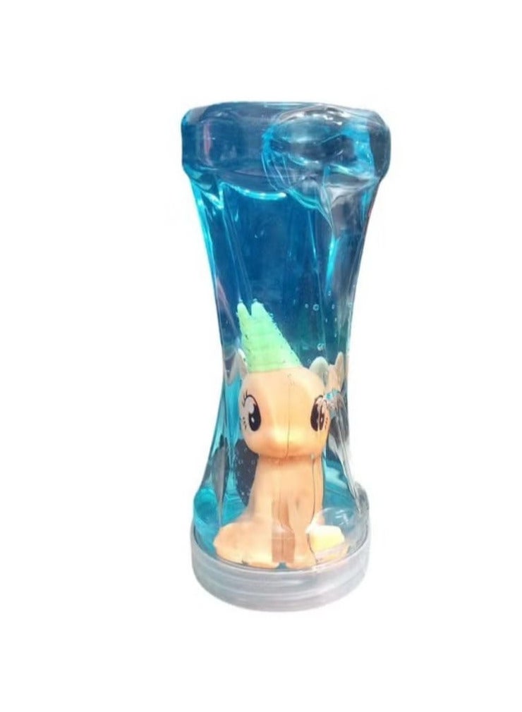 زجاجة السلايم الكريستالية مع شخصية يونيكورن (أزرق)