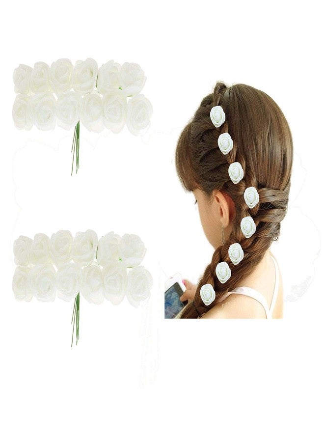 Maahal™ Pack of 24Pcs, White Rose Flower Hair Juda Pin Hair Accessories for Women/Girls - Image 2