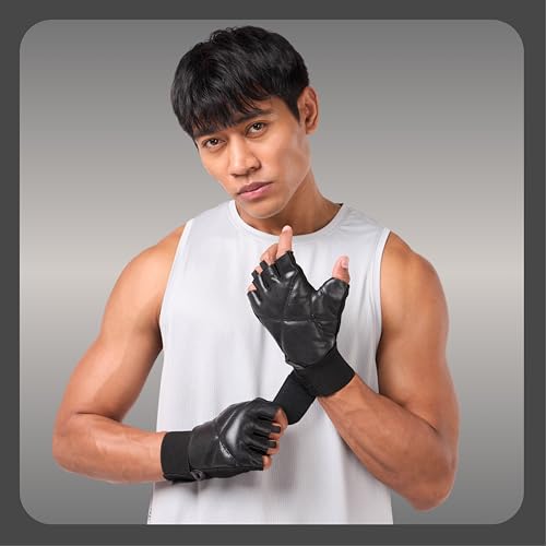 CULT Fitness Training Gloves for Men & Women – Premium Grip Unisex Workout Gloves with Breathable Lycra & Half-Finger Design – Durable, Anti-Slip, Sweat-Absorbent Gym Gloves Black | XL - Image 4