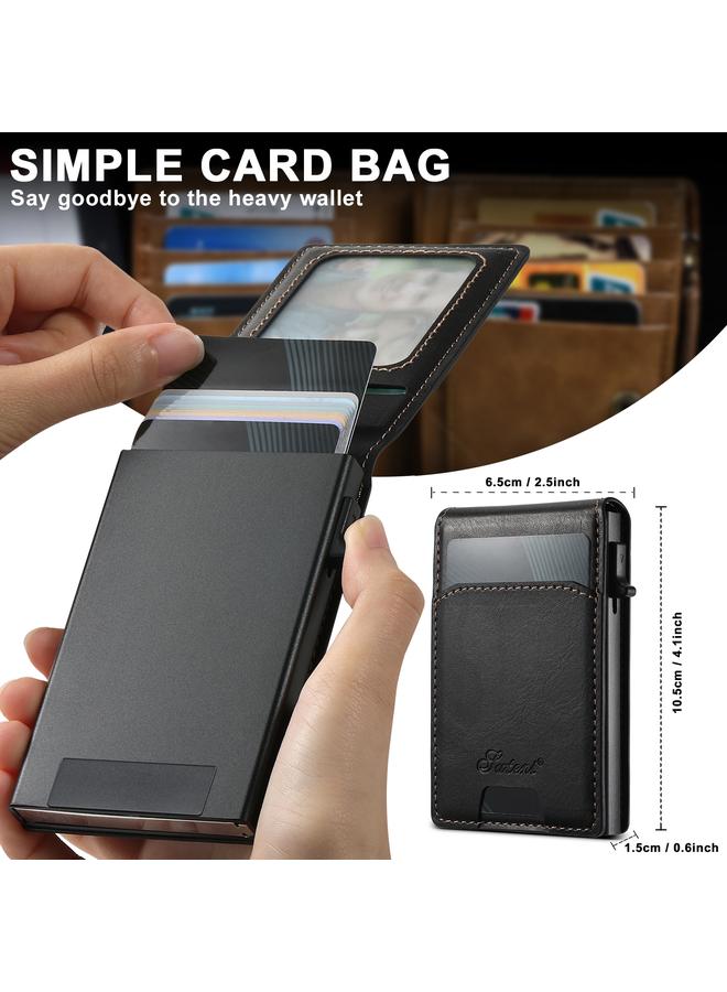 Suteni Case For iPhone 12 H19 Oil Wax 2-in-1 MagSafe Removable Card Box Back Phone Case - Image 5