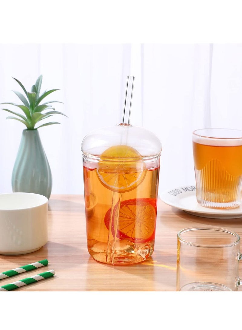 SYOSI Glass Tumbler with Straw and Lid 16oz Smoothie Cups Heat Resistant Juice Drinking Cup Clear Coffee Large Water Mug for Home Outdoor Travel - Image 2