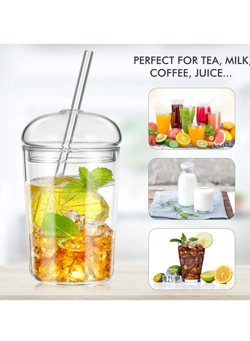 SYOSI Glass Tumbler with Straw and Lid 16oz Smoothie Cups Heat Resistant Juice Drinking Cup Clear Coffee Large Water Mug for Home Outdoor Travel - Image 5