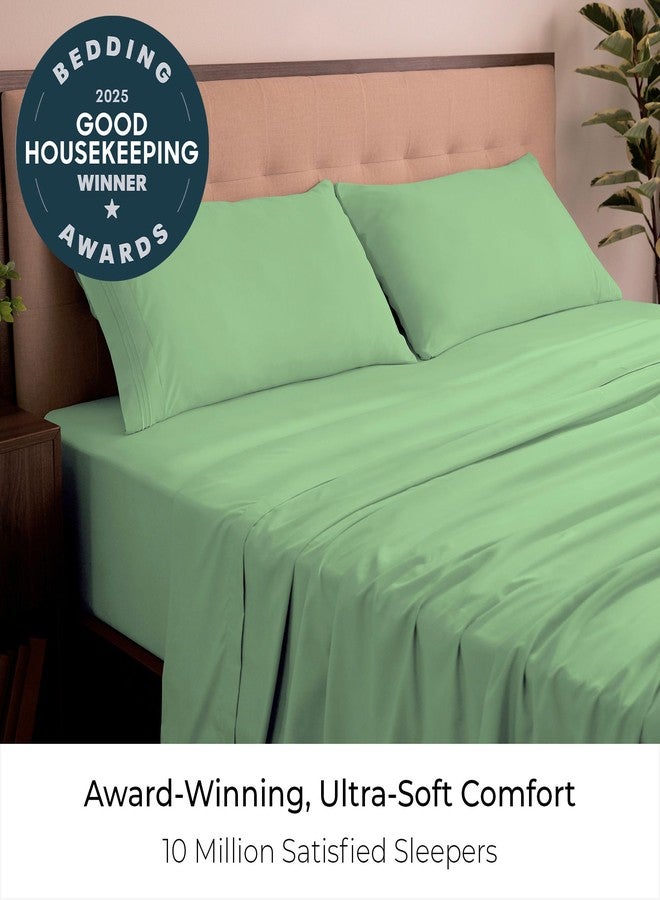 Mellanni King Sheets Set - 4 PC Iconic Collection Bedding - Hotel Luxury, Extra Soft, Cooling Bed Sheets - Wrinkle, Fade, Stain Resistant (King, Pistachio) - Image 2