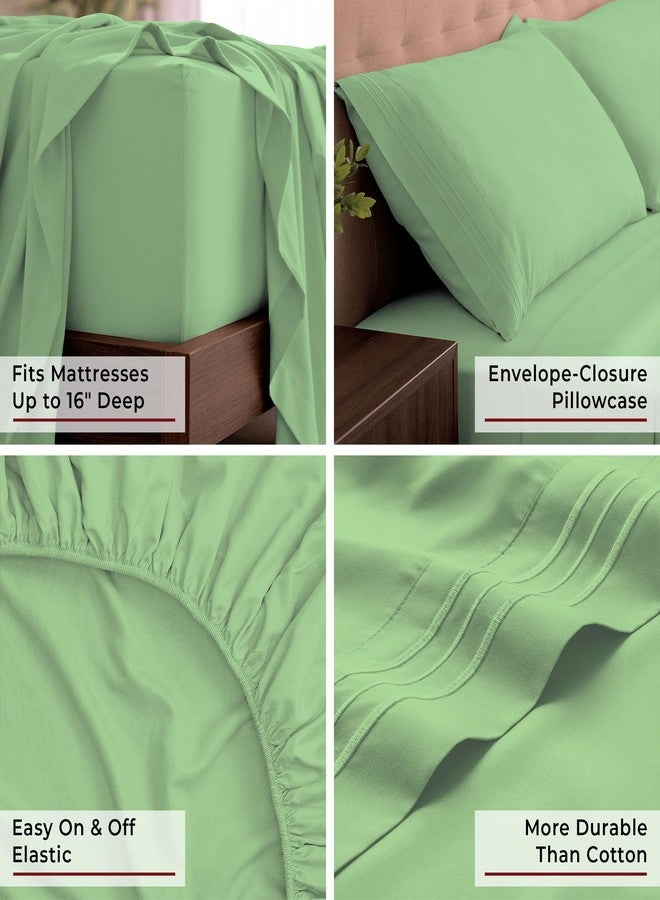 Mellanni King Sheets Set - 4 PC Iconic Collection Bedding - Hotel Luxury, Extra Soft, Cooling Bed Sheets - Wrinkle, Fade, Stain Resistant (King, Pistachio) - Image 5