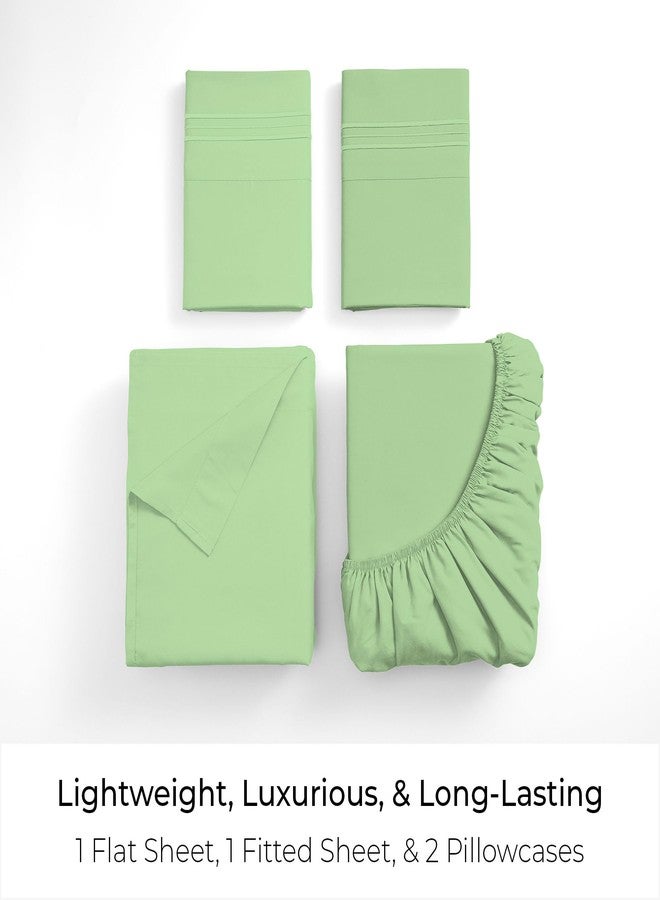 Mellanni King Sheets Set - 4 PC Iconic Collection Bedding - Hotel Luxury, Extra Soft, Cooling Bed Sheets - Wrinkle, Fade, Stain Resistant (King, Pistachio) - Image 3