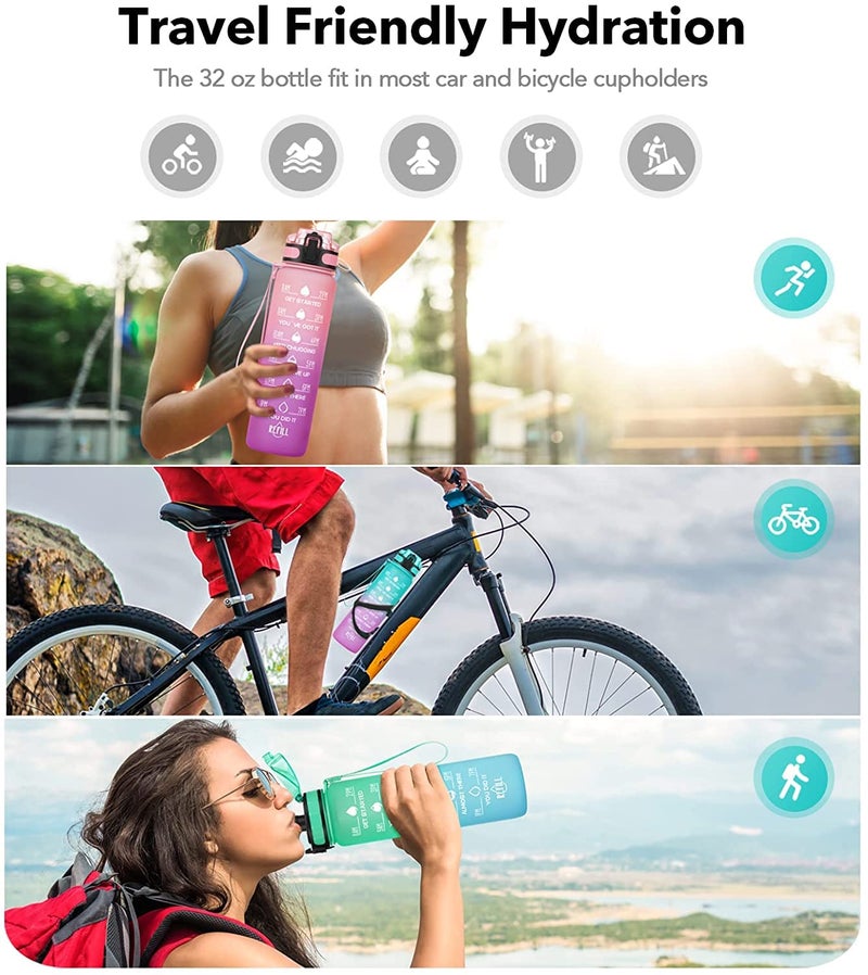 SILENCIO Unbreakable Silicone Water Bottle 1 Litre with Motivational Time Marker Leakproof Durable BPA Free NonToxic Bottle for Office Gym Blue Fuchsia - Image 5