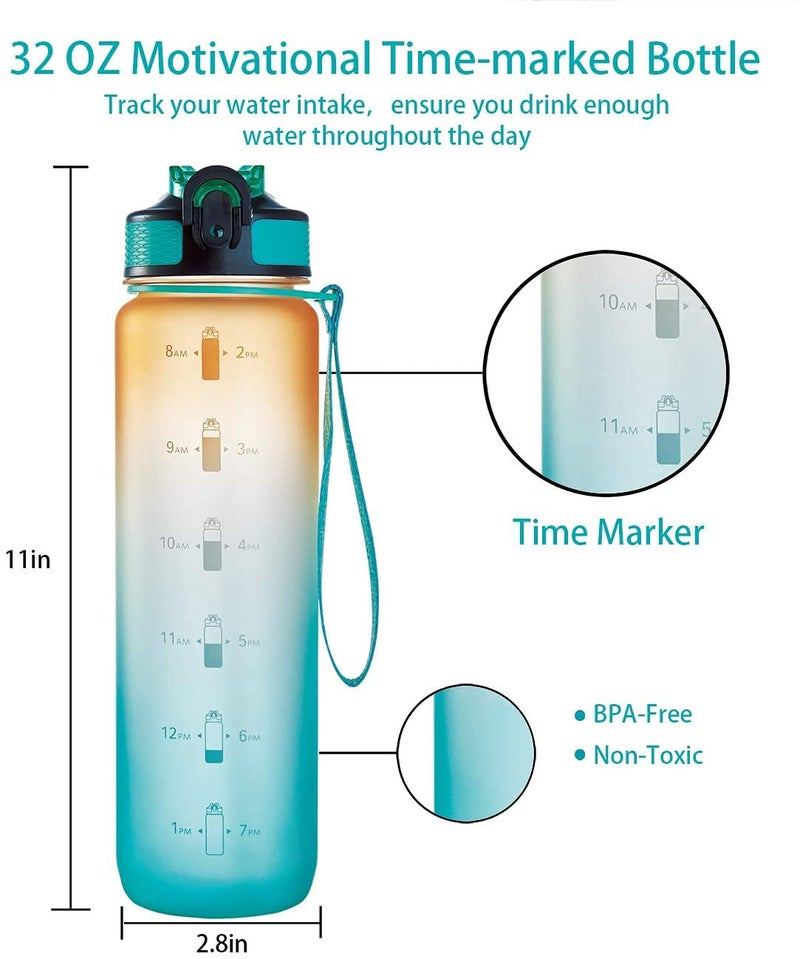 SILENCIO Unbreakable Silicone Water Bottle 1 Litre with Motivational Time Marker Leakproof Durable BPA Free NonToxic Bottle for Office Gym Blue Fuchsia - Image 4