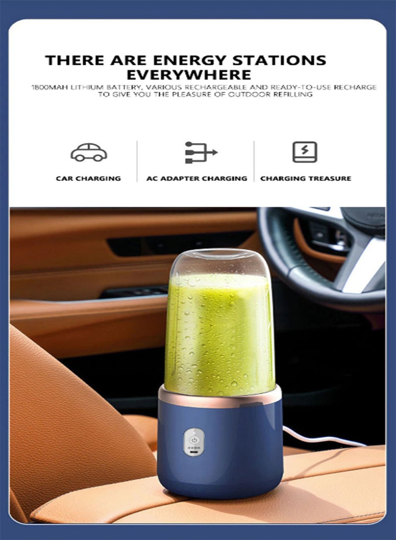 AROAQ Small Electric Juicer 6 Blades Portable Juicer Cup Automatic Smoothie Blender Ice CrushCup (Juicer + Cup)  - Image 5