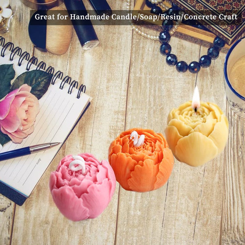 Wehous 6PCS 3D Flower Fondant Molds Set, Rose Silicone Molds for Candle Soap Making, Handmade Cake Dessert Decoration Chocolate Cupcake Candy Ice Mold, Resin Concrete Art Crafts Accessories - Image 4