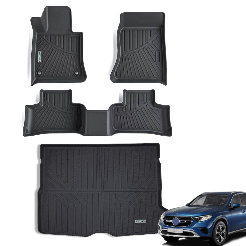 Generic WAYIDSS Floor Mats & Cargo Liner for 2023 2024 Mercedes-Benz GLC 300 /GLC 43 AMG (Not Fit Coupe/ 300E/ 350E),1st 2nd Row with Car Mats,TPE All Weather Protection Car Floor Liners & Trunk mat - Image 1