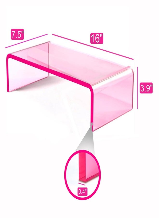 CalorMixs Ergonomic Bright Pink Acrylic Monitor Riser Stand for Desk, Relieve Pressure on The Waist and Back, Extra Storage Space,Stylish & Modern Desktop Organizer, Perfect for Office/Birthday/Christmas - Image 5