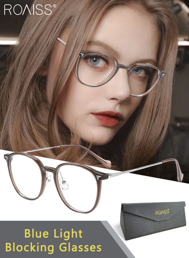roaiss Retro Blue Light Blocking Glasses for Women, Blue Light Filter Computer Reading Gaming TV Phones Round Eyeglasses, Fashion Anti Eyestrain Headache Eyewear - Image 1