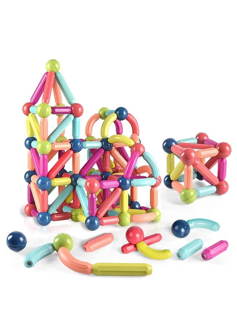 Generic - Magnetic Balls and Rods Set Vibrant Color Building Blocks in Different Sizes and Curved Shapes for Kids Stacking Toys STEM Ages 3+ 64 - Image 1