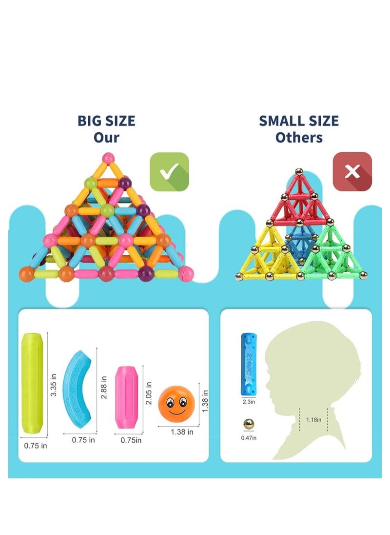 Generic - Magnetic Balls and Rods Set Vibrant Color Building Blocks in Different Sizes and Curved Shapes for Kids Stacking Toys STEM Ages 3+ 64 - Image 1