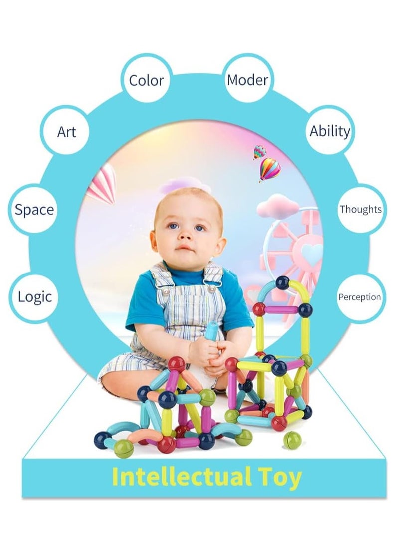 Generic - Magnetic Balls and Rods Set Vibrant Color Building Blocks in Different Sizes and Curved Shapes for Kids Stacking Toys STEM Ages 3+ 64 - Image 1