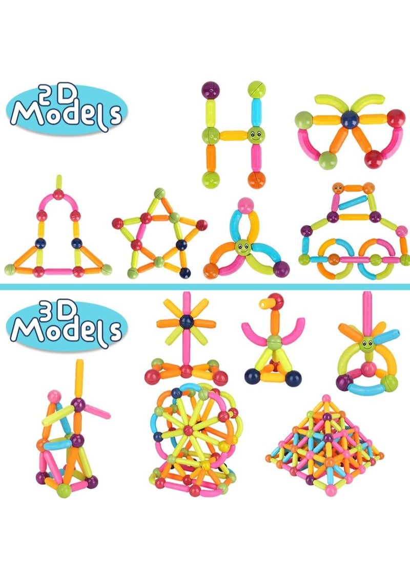 Generic - Magnetic Balls and Rods Set Vibrant Color Building Blocks in Different Sizes and Curved Shapes for Kids Stacking Toys STEM Ages 3+ 64 - Image 1