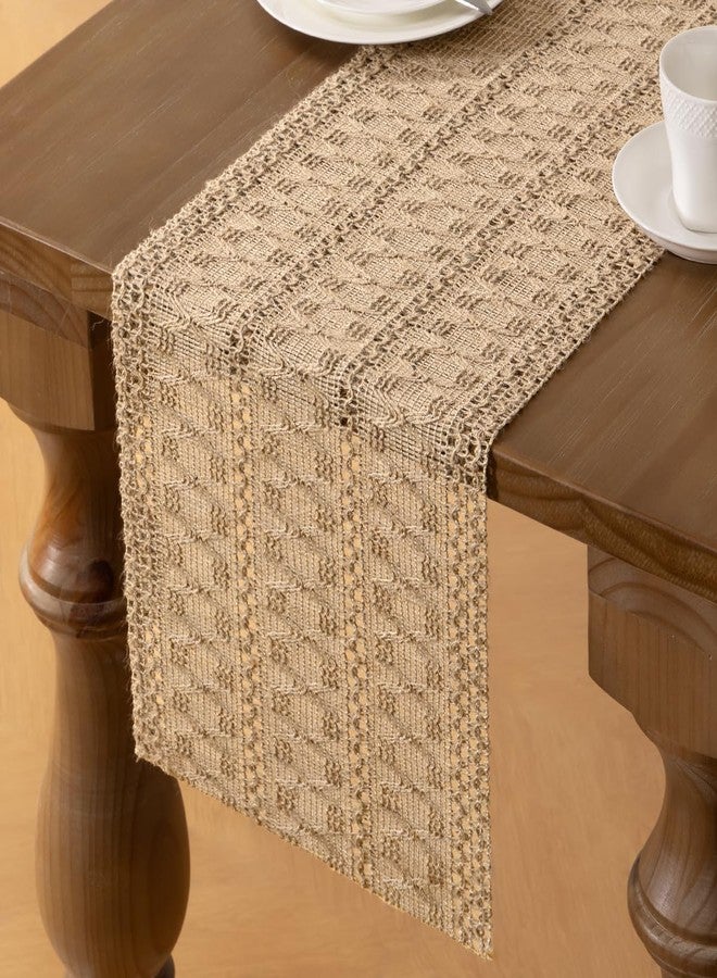 MLMW Boho Table Runner 36 inches Small Coffee Table Runner Rustic Burlap Macrame Jute Table Runner Dresser Runners for Bedroom Living Room Home Decor - Image 3