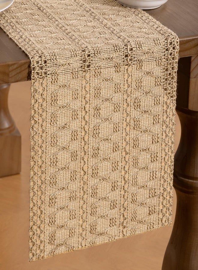 MLMW Boho Table Runner 36 inches Small Coffee Table Runner Rustic Burlap Macrame Jute Table Runner Dresser Runners for Bedroom Living Room Home Decor - Image 2