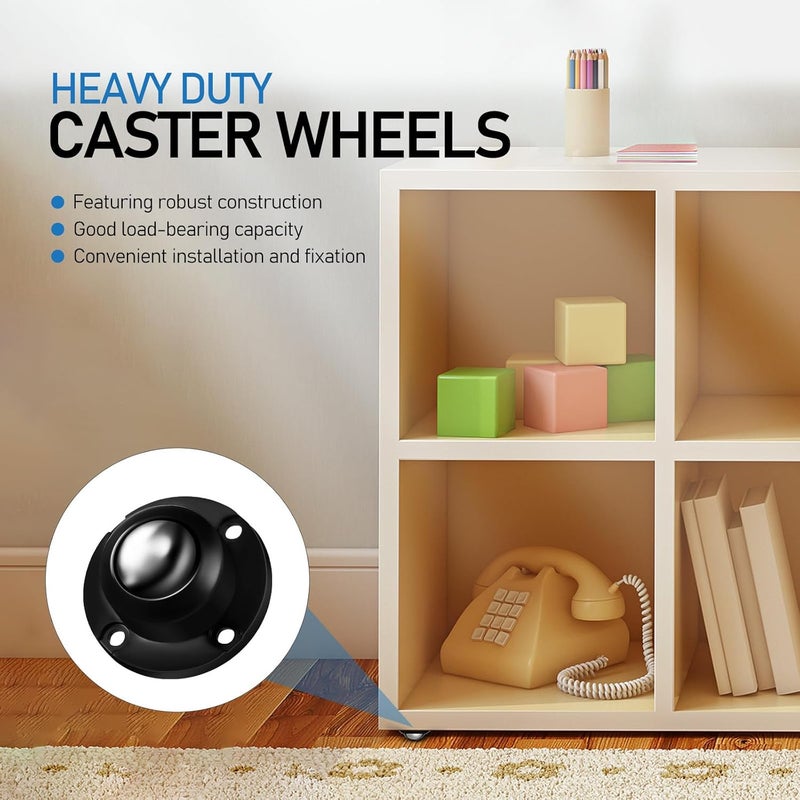 8Pcs Heavy Duty Self Adhesive Swivel Caster Wheels with Steel Balls Non Marking Furniture Rollers - Image 5