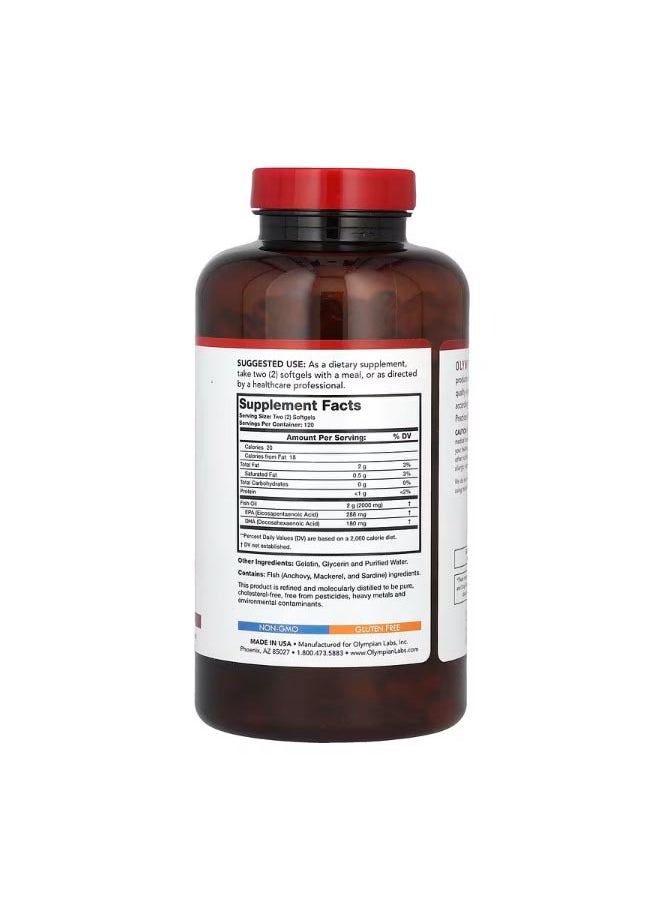 Olympian Labs Omega 3 Fish Oils 2000 mg 240 Softgels 1000 mg per Softgel  - Image 2