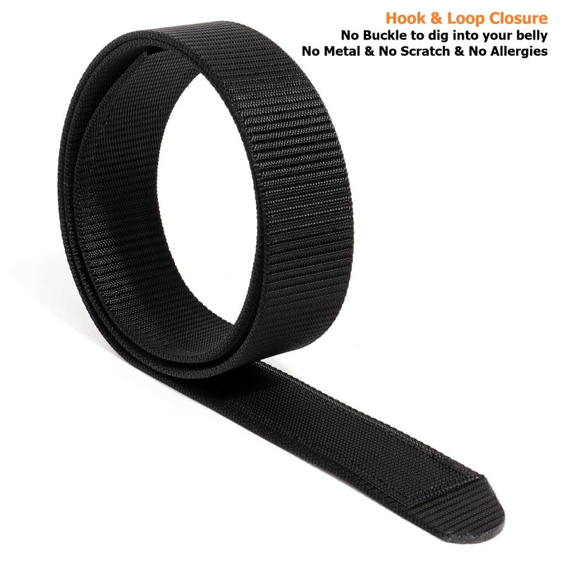 TACNEX No-Scratch Nylon Belt 1 3/8" No Metal Buckle Belt with Hook & Loop Closure TSA Approved for Work Travel Men Women Teenager Mechanic Driver Automotive Technician Movers Construction BK L - Image 2