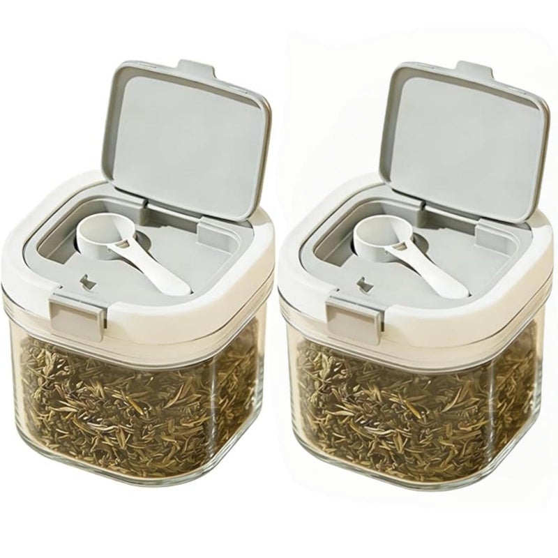 yuyingji 2-Pack 27oz Airtight Tea Canisters, Loose Leaf Tea Storage Containers with Light-Blocking Amber Jar & Spoon, Wide-Mouth Kitchen Canister for Loose Tea, Flour, Coffee, Sugar & Herbs - Image 1