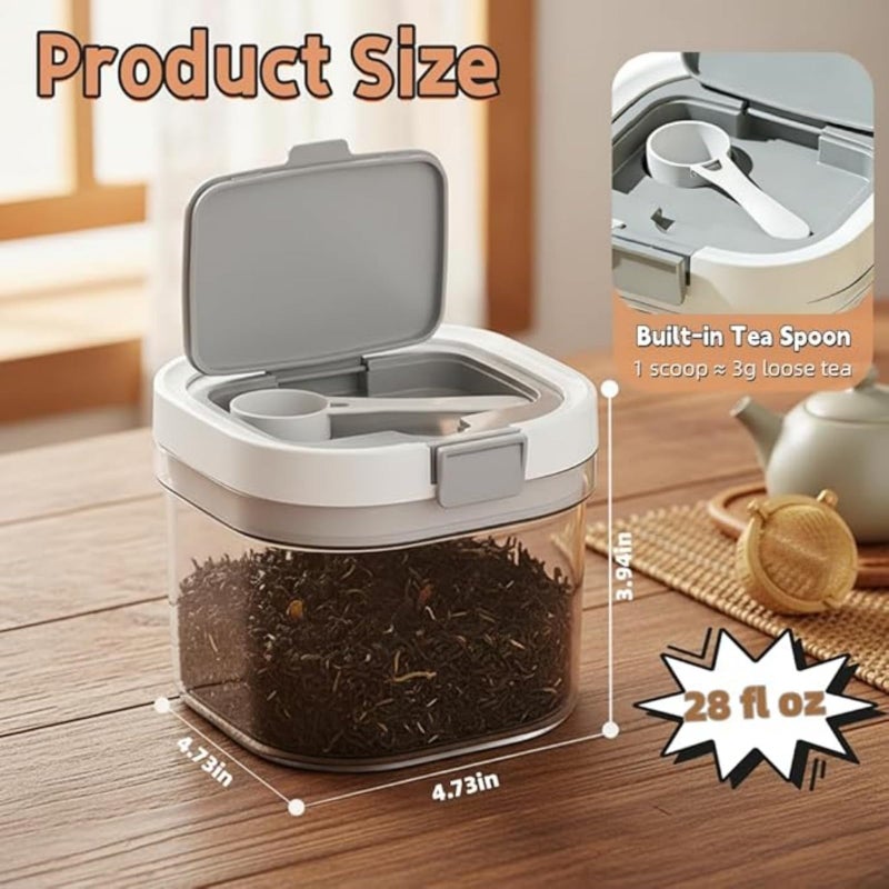 yuyingji 2-Pack 27oz Airtight Tea Canisters, Loose Leaf Tea Storage Containers with Light-Blocking Amber Jar & Spoon, Wide-Mouth Kitchen Canister for Loose Tea, Flour, Coffee, Sugar & Herbs - Image 2