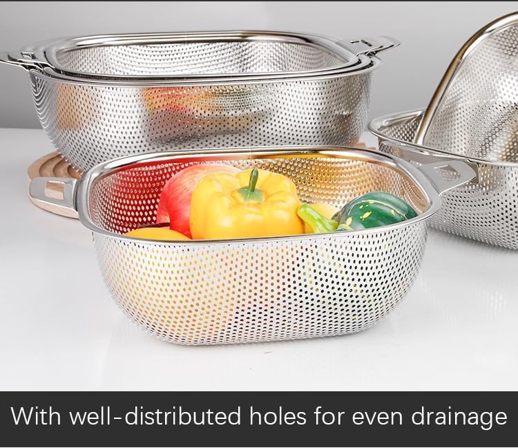 FENNEC MART 20cm Premium Stainless Steel Colander Handle Strainer for Washing Grains, Fruits, Veggies, and Pasta in The Kitchen - Image 5
