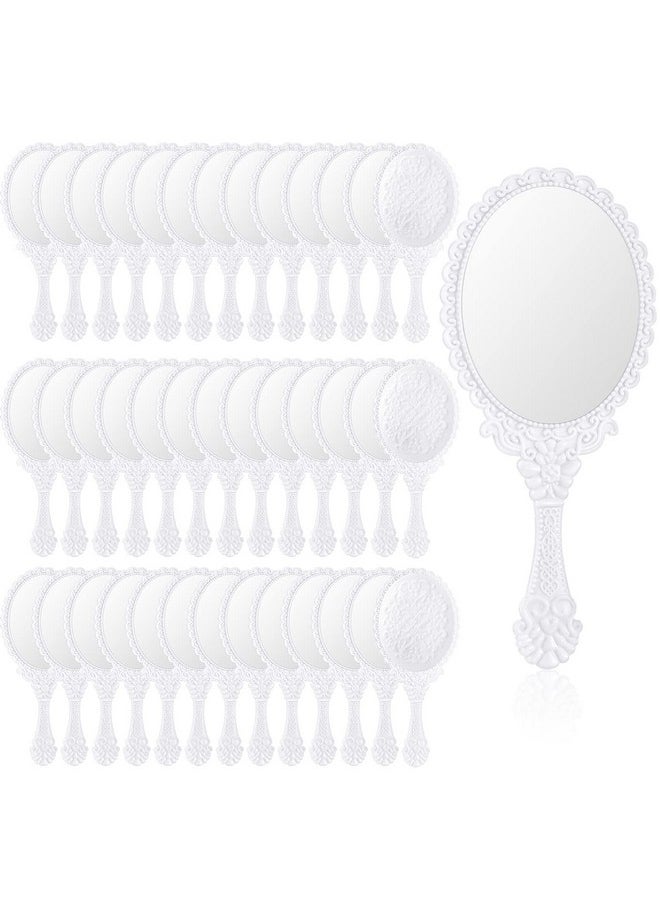 Namalu 40 Pcs Vintage Handheld Mirror Retro Hand Held Mirror Vintage Hand Mirror Hand Mirrors With Handle Plastic Hand Held Mirrors For Kids Cute Compact Mirror For Girls (White)  - Image 1