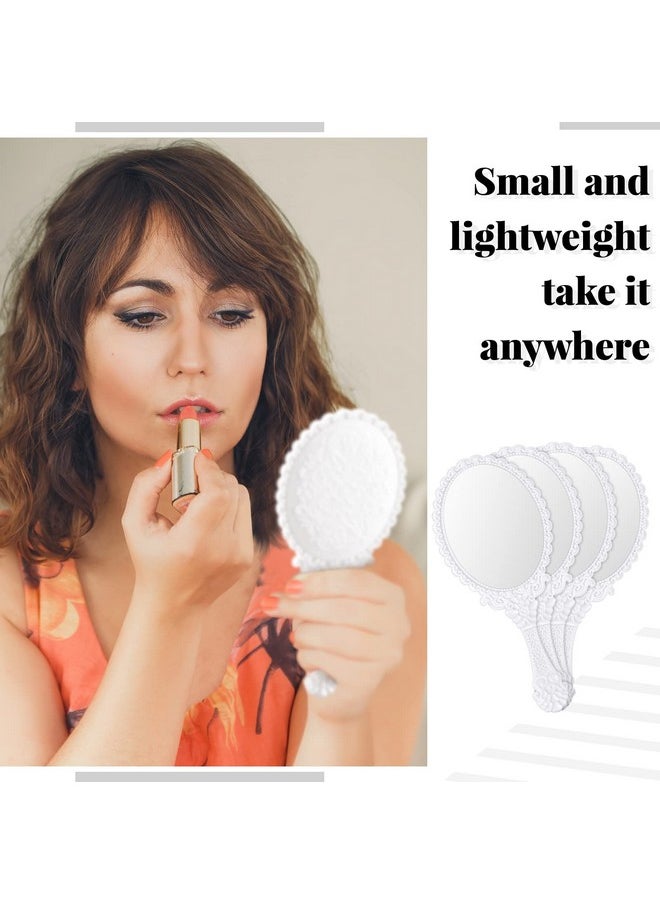 Namalu 40 Pcs Vintage Handheld Mirror Retro Hand Held Mirror Vintage Hand Mirror Hand Mirrors With Handle Plastic Hand Held Mirrors For Kids Cute Compact Mirror For Girls (White)  - Image 3