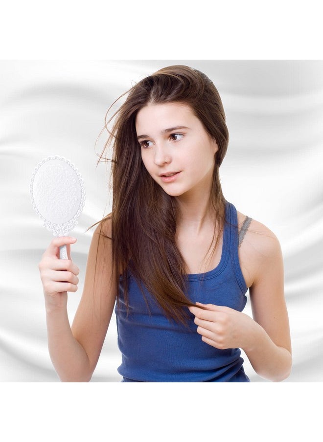 Namalu 40 Pcs Vintage Handheld Mirror Retro Hand Held Mirror Vintage Hand Mirror Hand Mirrors With Handle Plastic Hand Held Mirrors For Kids Cute Compact Mirror For Girls (White)  - Image 5