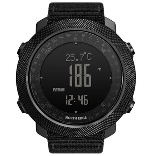 NORTH EDGE Men's Outdoor Sport Altimeter Barometer Compass Digital Military Watch: Apache, Black - Image 1