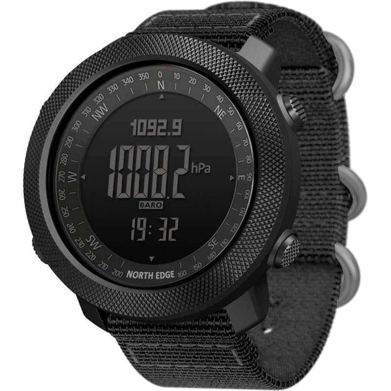 NORTH EDGE Men's Outdoor Sport Altimeter Barometer Compass Digital Military Watch: Apache, Black - Image 3