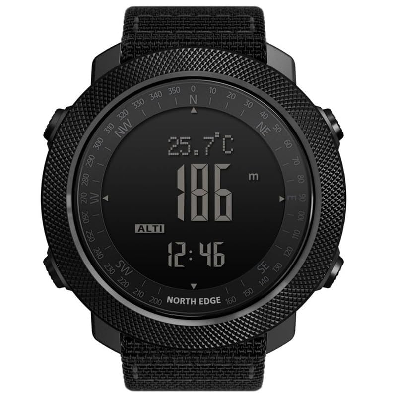 NORTH EDGE Men's Outdoor Sport Altimeter Barometer Compass Digital Military Watch: Apache, Black - Image 2