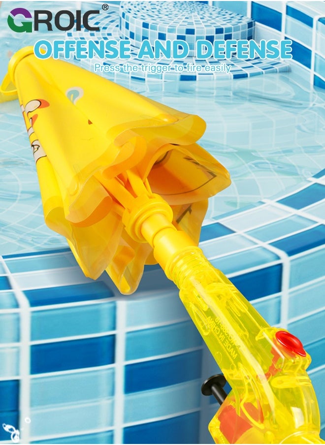 GROIC 2 Pcs 2 in 1 Water Shooter Toy with Umbrella, Kids Water Gun with Protective Umbrella Press Trigger Water Toy, Defense Nozzle Piston Design Fun Outdoor Entertainment Boys and Grils Toy  - Image 4