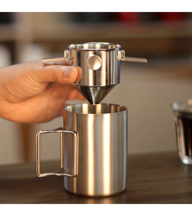 1PC Portable 304 Stainless Steel Hanging Ear Coffee Filter Paper Free Coffee Cup Hand Flush Filter Convenient Coffee Utensils And Accessories - Image 1