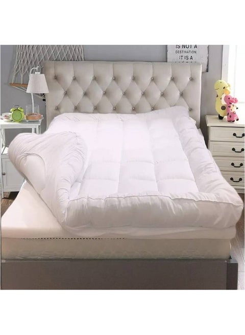 Felt top layer, two-sided microfiber mattress, height 14 cm, round mattress, size 200 x 200 cm - white