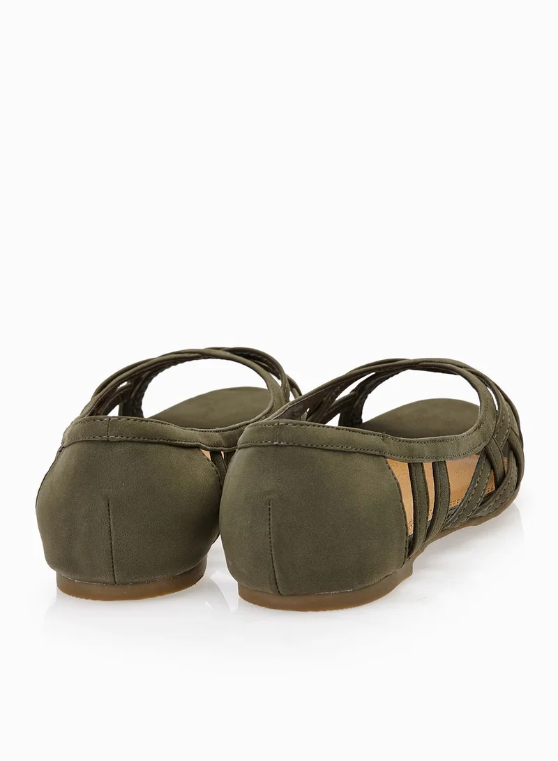 Spurr Cut Out Open Toe Ballerinas