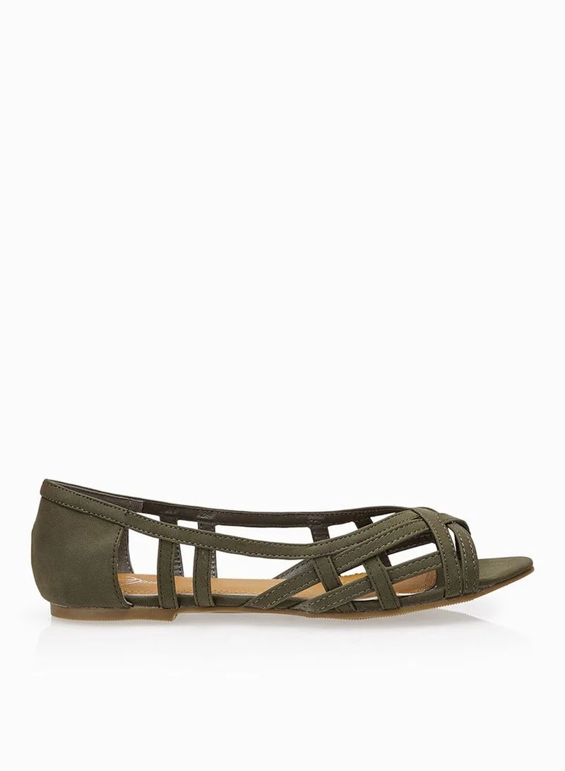 Spurr Cut Out Open Toe Ballerinas