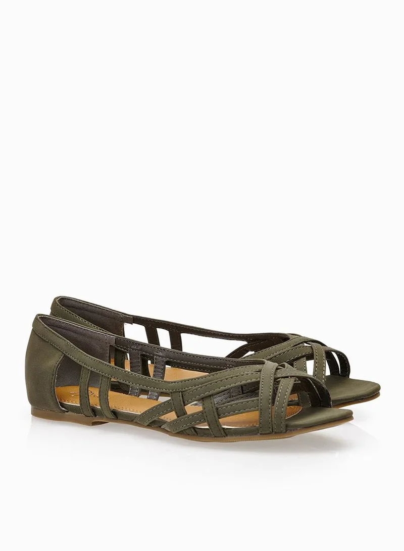 Spurr Cut Out Open Toe Ballerinas