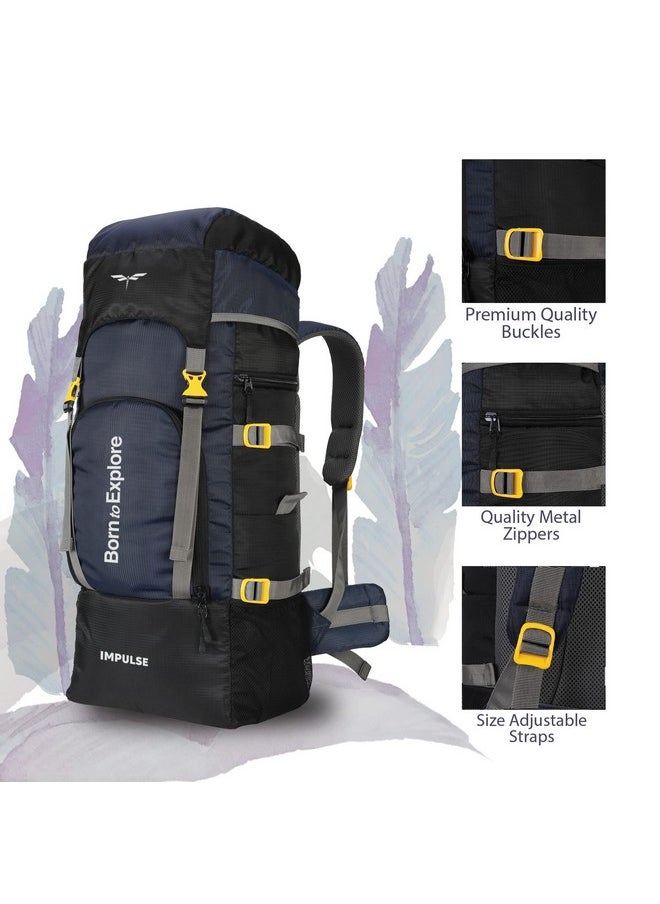 Impulse Impulse Rucksack bag 60 litres travel bag for travel backpack for hiking trekking tourist Bag for men camping Keep Discovering Light Blue with 1 year Warranty  - Image 3