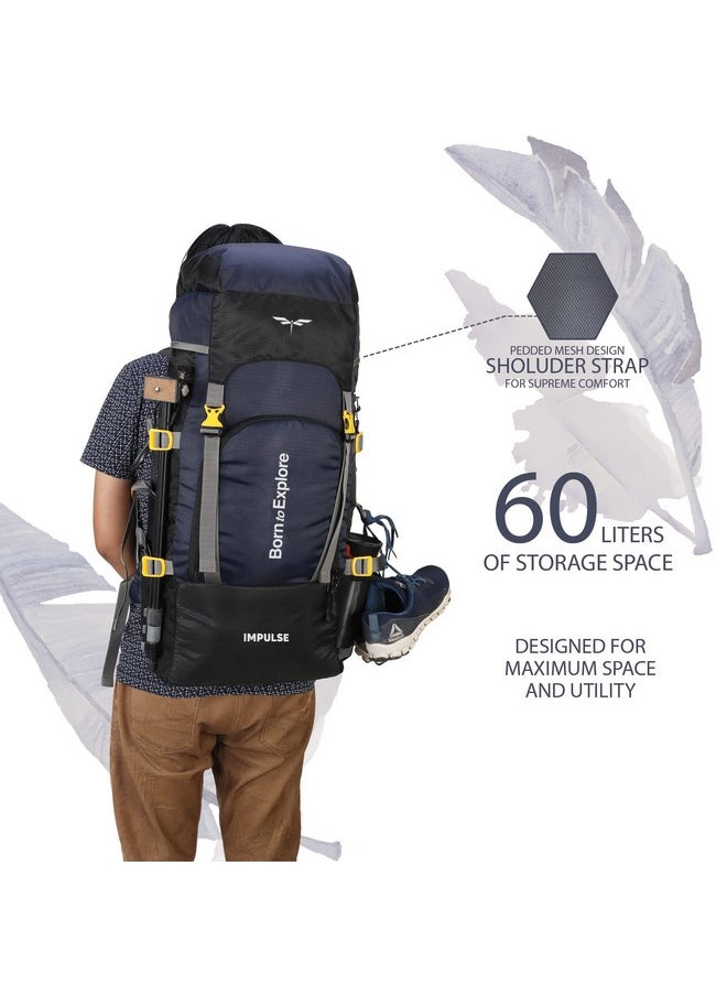 Impulse Impulse Rucksack bag 60 litres travel bag for travel backpack for hiking trekking tourist Bag for men camping Keep Discovering Light Blue with 1 year Warranty  - Image 5
