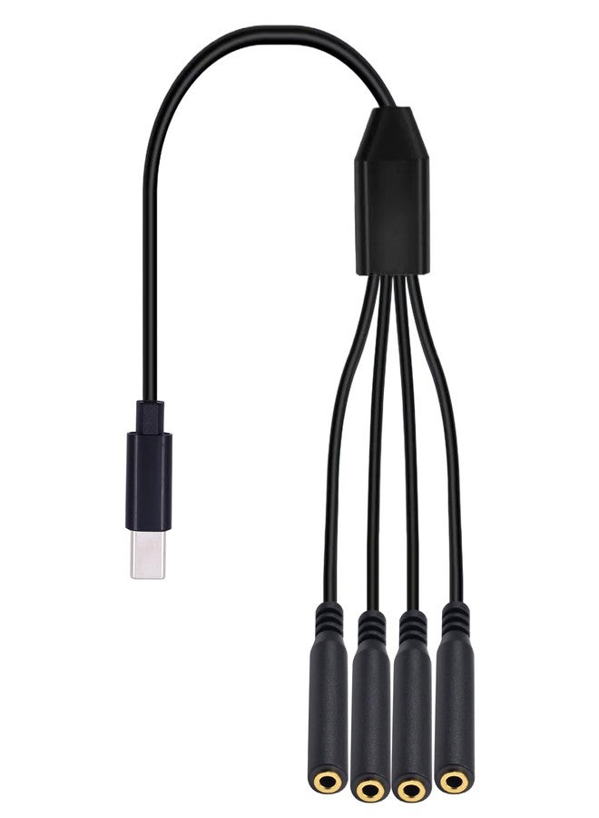 Poyiccot USB C to 3.5mm Splitter Cable, 4-in-1 USB Type C to 3.5mm TRS Multi Audio Headphone Stereo Cable Compatible with Headphone,Galaxy, MacBook, 30cm/1ft - Image 1