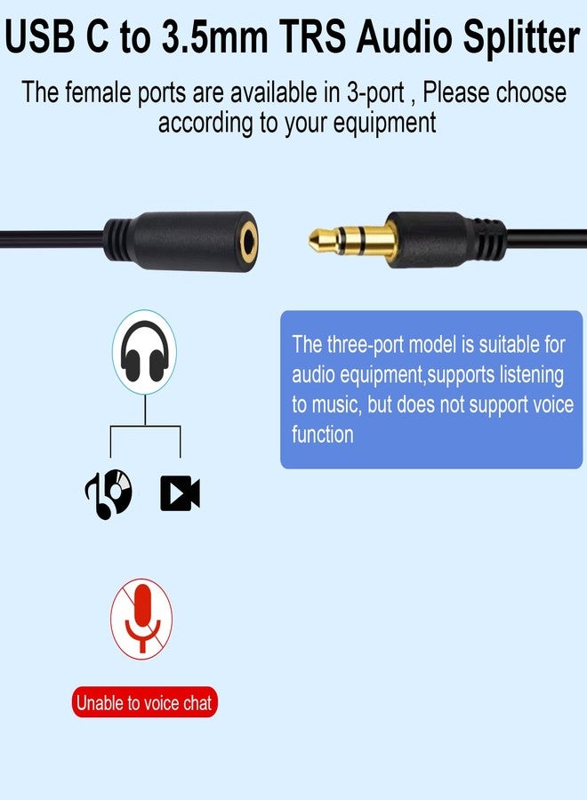 Poyiccot USB C to 3.5mm Splitter Cable, 4-in-1 USB Type C to 3.5mm TRS Multi Audio Headphone Stereo Cable Compatible with Headphone,Galaxy, MacBook, 30cm/1ft - Image 3