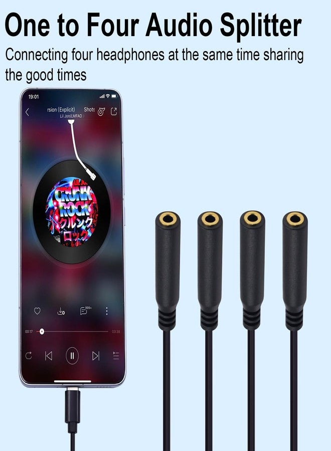 Poyiccot USB C to 3.5mm Splitter Cable, 4-in-1 USB Type C to 3.5mm TRS Multi Audio Headphone Stereo Cable Compatible with Headphone,Galaxy, MacBook, 30cm/1ft - Image 2