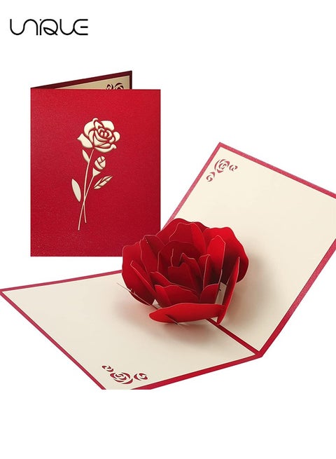 3D Pop-Up Happy Birthday Greeting Card - Red Rose Greeting Card - Pop-Up Greeting Card - With Envelope - Anniversary Wedding -