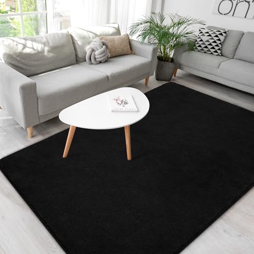 B BENRON Soft Rugs for Living Room 4x6 Black Minimalist Area Rug for Bedroom Nursery Dining Table Dorm Throw Rugs for Men Boys Girls Kids Room Indoor Floor Carpets